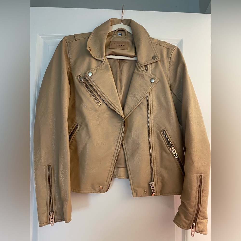 Blank NYC Anthropologie Beige Leather Moto Jacket